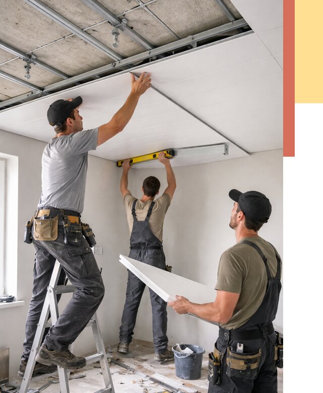 Монтаж потолка из ПВХ панелей в Курчатове от 3566 руб./м2 — быстро и недорого | ОТДЕЛОЧНИК-Крч