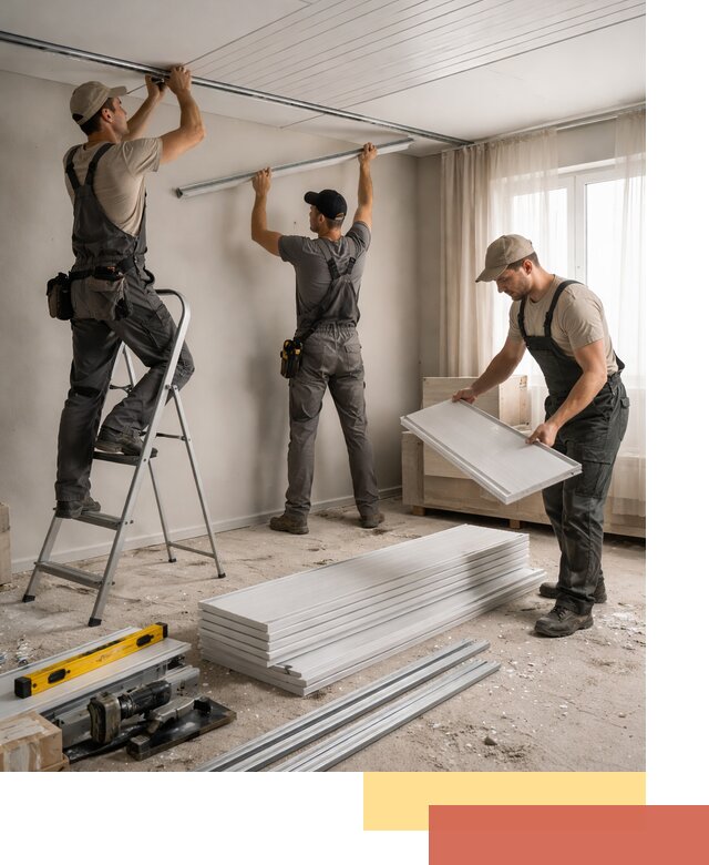 Монтаж потолка из ПВХ панелей в Курчатове оперативно и качественно