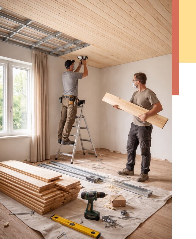 Монтаж потолка из вагонки в Курчатове от 6622 руб. | Быстро и недорого — ОТДЕЛОЧНИК-Крч