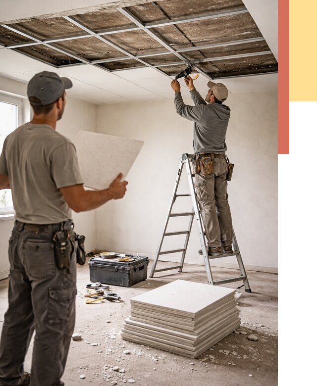 Замена плит подвесного потолка в Курчатове от 1783 руб. быстро и недорого | ОТДЕЛОЧНИК-Крч