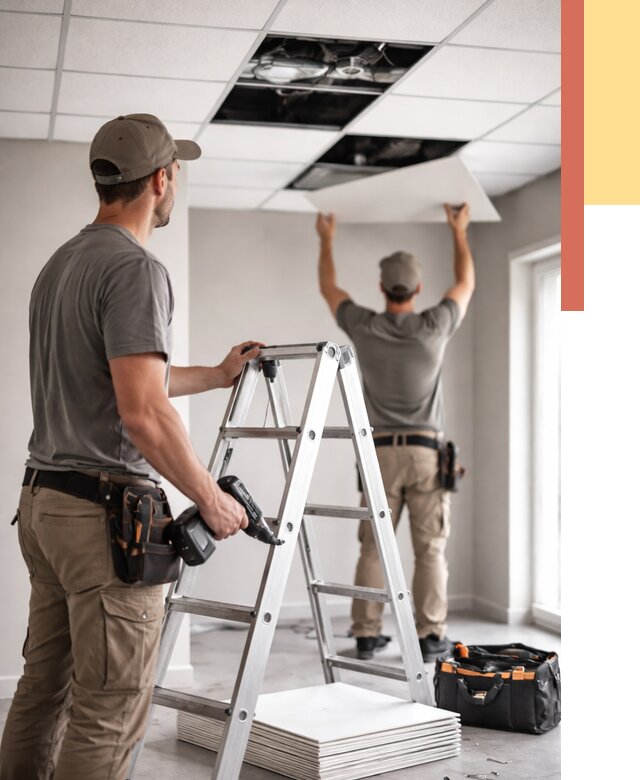 Обслуживание подвесного потолка в Курчатове от 3566 руб. — быстро и недорого | ОТДЕЛОЧНИК-Крч