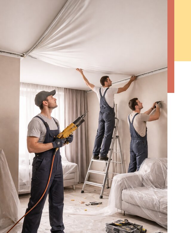 Установка натяжного потолка в Курчатове от 4585 руб. | Быстро и недорого — ОТДЕЛОЧНИК-Крч