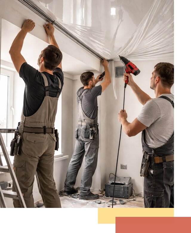 Монтаж глянцевого натяжного потолка в Курчатове быстро и качественно