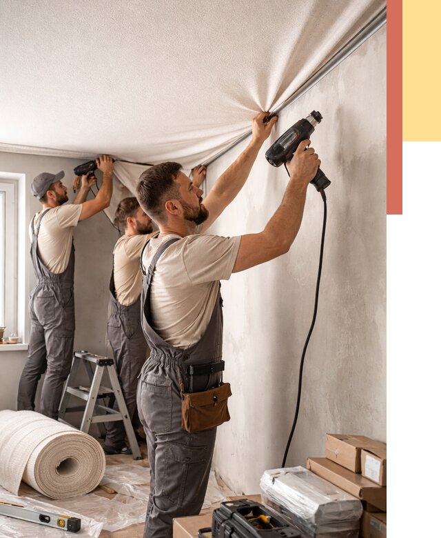 Монтаж фактурного натяжного потолка в Курчатове от 764 руб. — ОТДЕЛОЧНИК-Крч