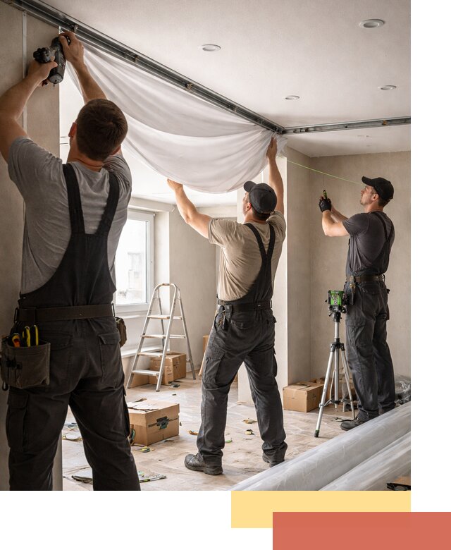 Монтаж парящего натяжного потолка под ключ в Курчатове