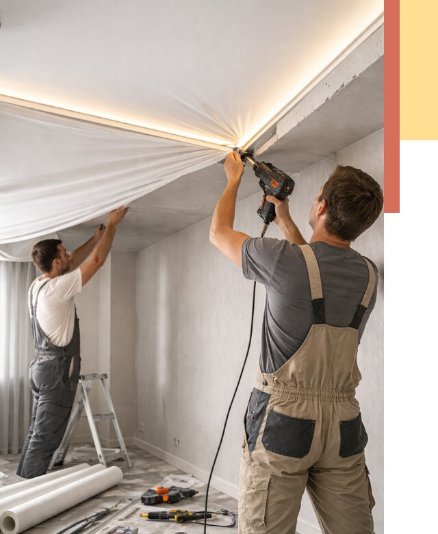 Монтаж натяжного потолка с подсветкой в Курчатове от 968 руб. | ОТДЕЛОЧНИК-Крч