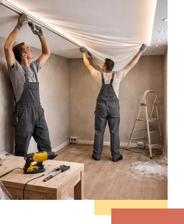 Монтаж натяжного потолка с подсветкой в Курчатове цена и сроки