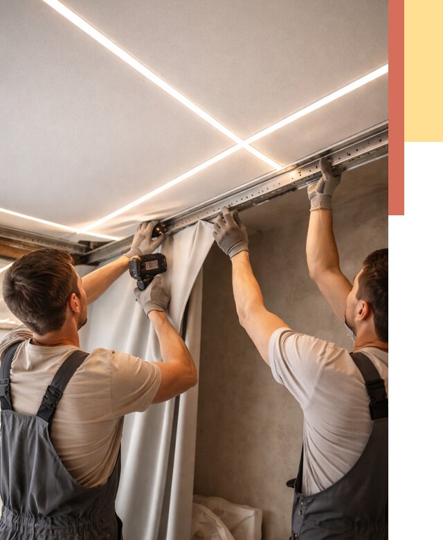 Монтаж натяжного потолка со световыми линиями в Курчатове от 1223 руб. | ОТДЕЛОЧНИК-Крч