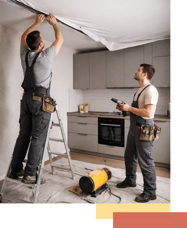 Монтаж натяжного потолка на кухне в Курчатове