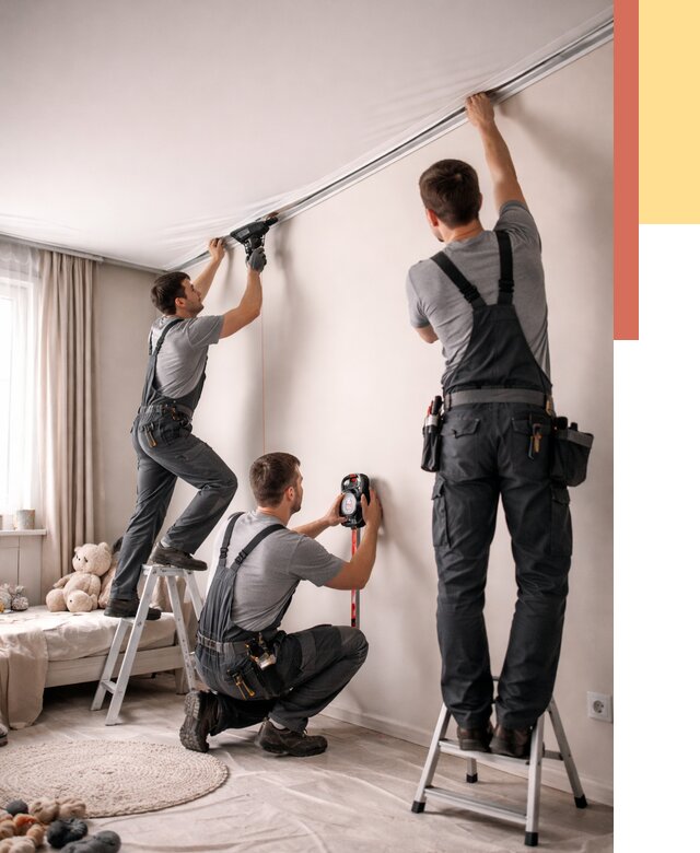 Монтаж натяжного потолка в детской в Курчатове от 3566 руб. — быстро и недорого | ОТДЕЛОЧНИК-Крч