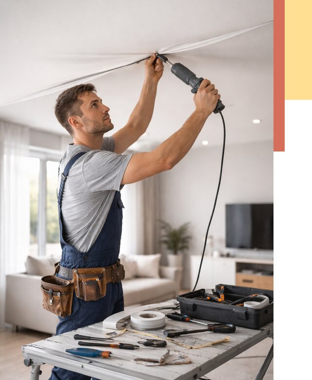 Ремонт натяжных потолков в Курчатове от 9679 руб. под ключ — ОТДЕЛОЧНИК-Крч