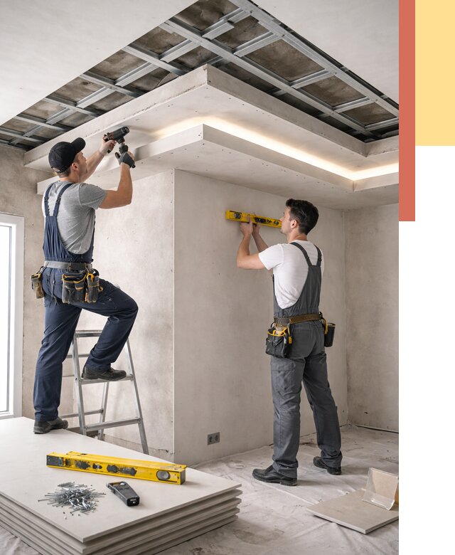 Двухуровневый потолок из гипсокартона в Курчатове от 1477 руб. под ключ | ОТДЕЛОЧНИК-Крч