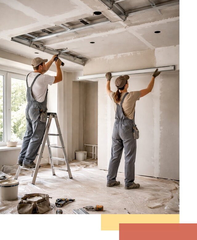 Монтаж многоуровневого потолка из гипсокартона в Курчатове