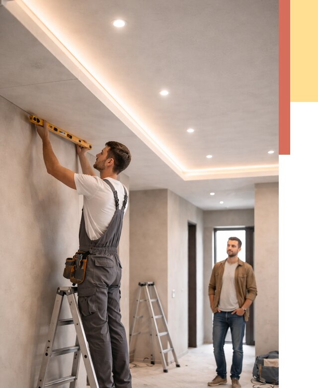 Потолок из гипсокартона с подсветкой в Курчатове от 764 руб./м2 под ключ | ОТДЕЛОЧНИК-Крч