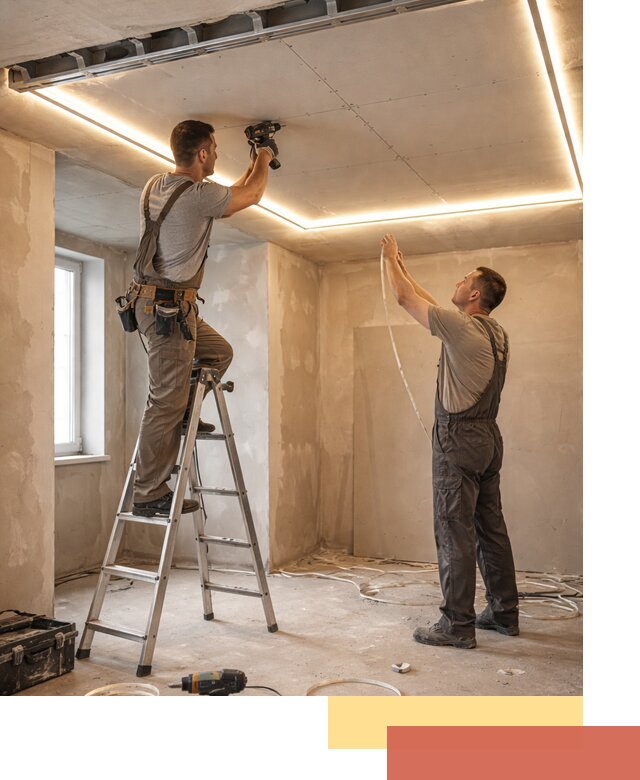 Потолок из гипсокартона с подсветкой в Курчатове