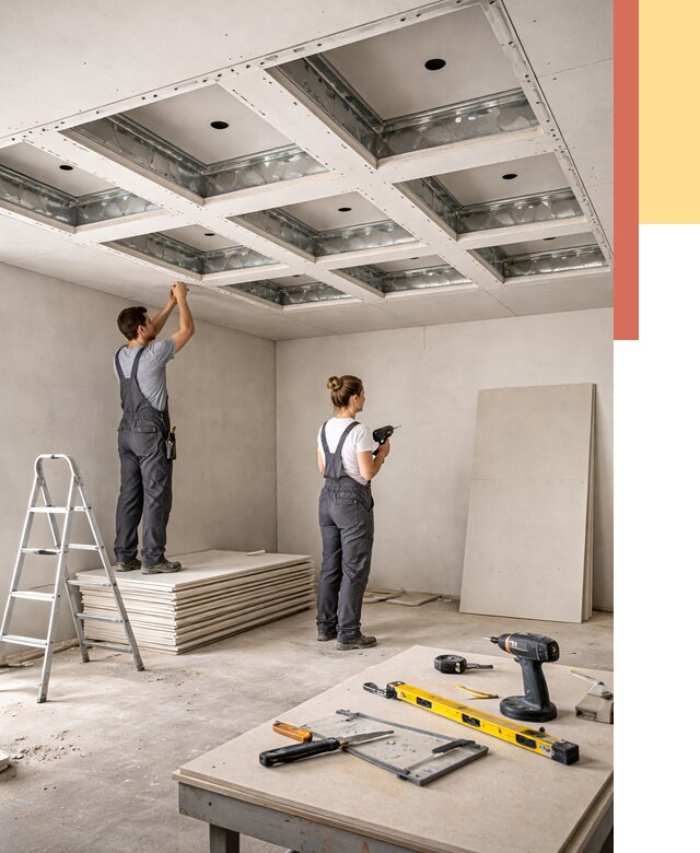 Кессонный потолок из гипсокартона в Курчатове от 1885 руб. — монтаж и под ключ | ОТДЕЛОЧНИК-Крч