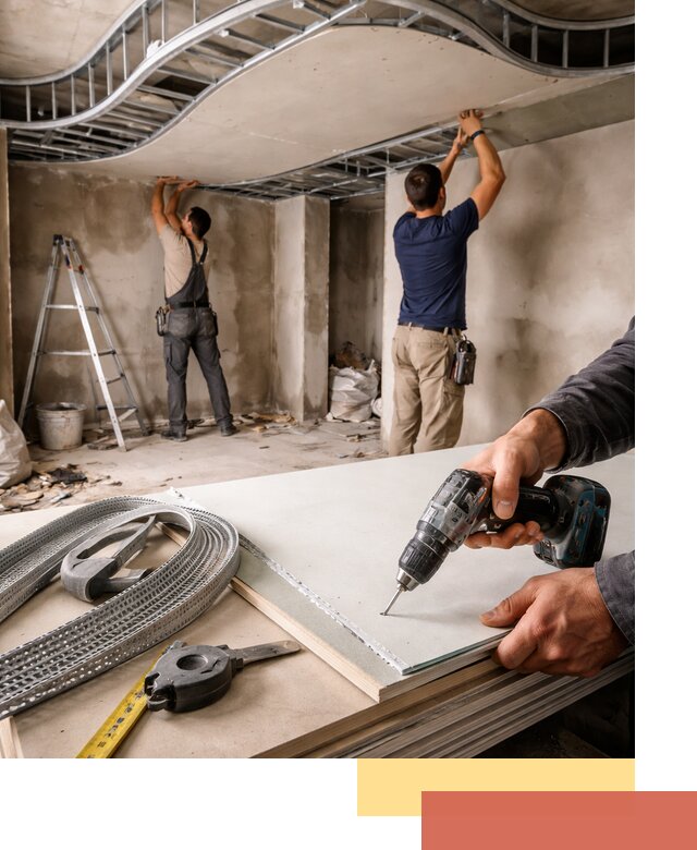 Криволинейный потолок из гипсокартона в Курчатове — монтаж и отделка