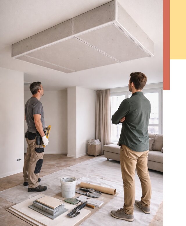 Короб на потолке из гипсокартона в Курчатове от 2241 руб. — монтаж и услуги под ключ | ОТДЕЛОЧНИК-Крч