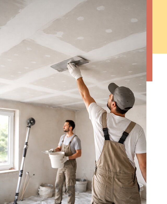 Шпаклевка потолка из гипсокартона в Курчатове от 3260 руб./м2 — услуги под ключ | ОТДЕЛОЧНИК-Крч