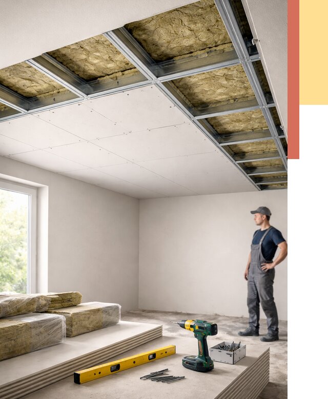 Звукоизоляция потолка ГКЛ в Курчатове от 968 руб. — монтаж под ключ | ОТДЕЛОЧНИК-Крч