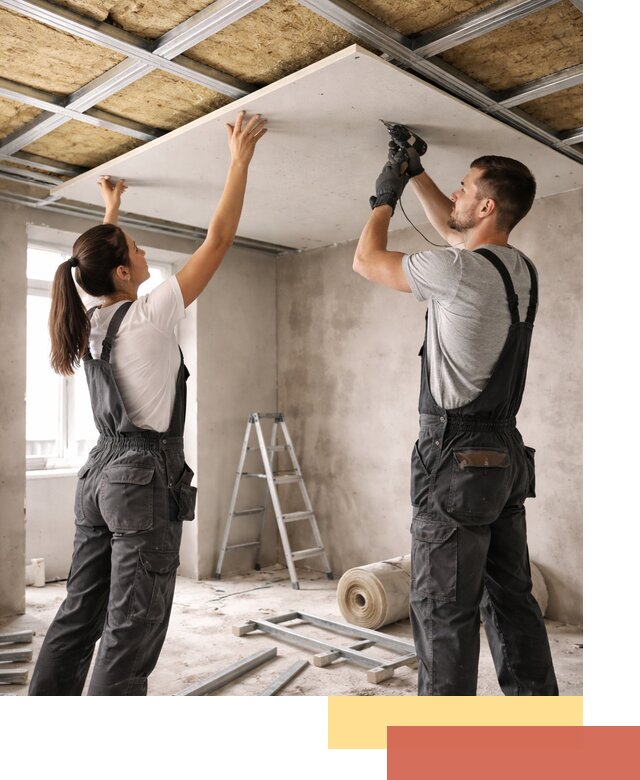 Звукоизоляция потолка из ГКЛ в Курчатове профессионально и надежно