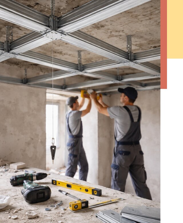 Монтаж каркаса потолка из профиля в Курчатове от 4585 руб. — услуги ОТДЕЛОЧНИК-Крч