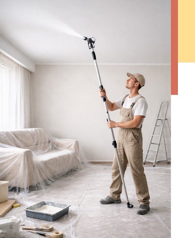 Покраска потолка краскопультом в Курчатове от 4585 руб. быстро и недорого | ОТДЕЛОЧНИК-Крч