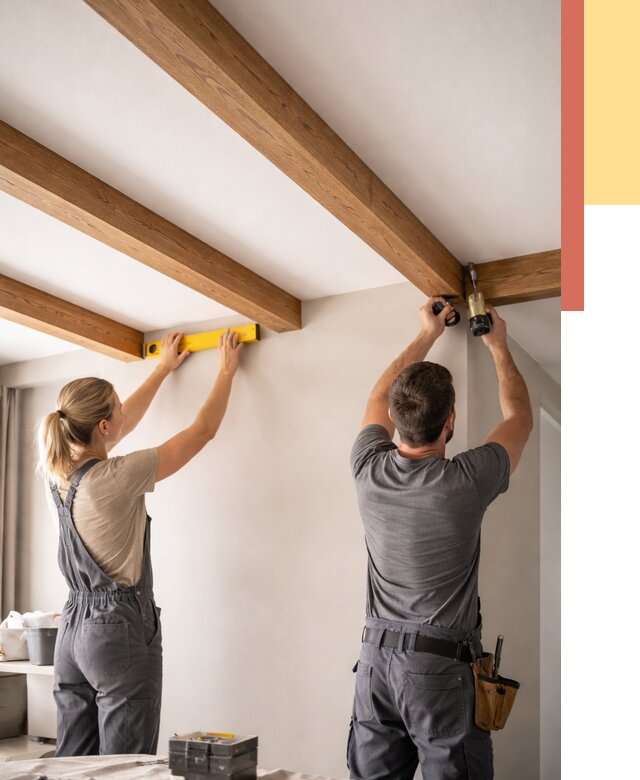 Монтаж декоративных балок на потолок в Курчатове от 4279 руб. — ОТДЕЛОЧНИК-Крч